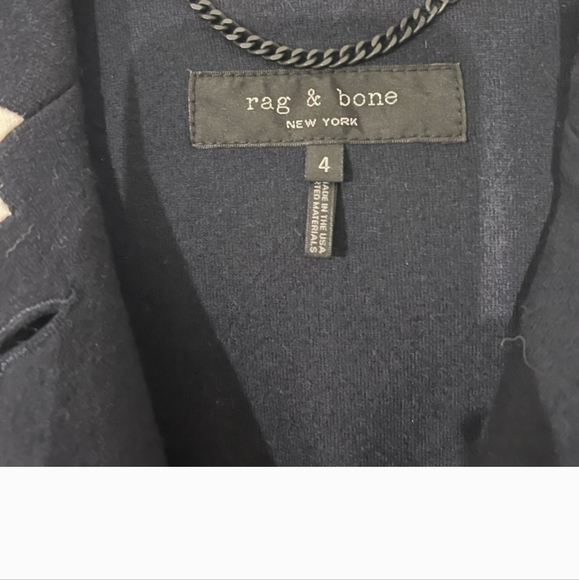 Rag & Bone Navy Blue with White Piping Wool Jacket - Picture 2 of 4